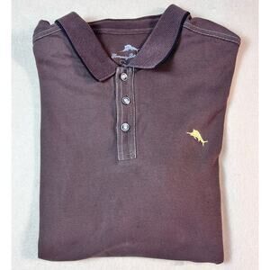Tommy Bahama Emfielder Shirt Mens XXL Short Sleeve Polo Brown Pima Cotton